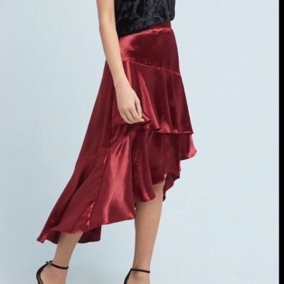 Anthropologie Dresses & Skirts - Moulinette Soeurs Satin Asymmetrical Ruffle  XS